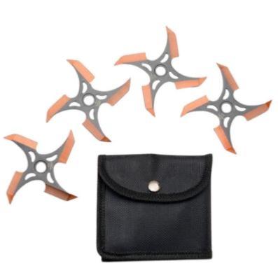 SHURISET1 - Set de 4 Etoiles à Lancer / Shurikens Red