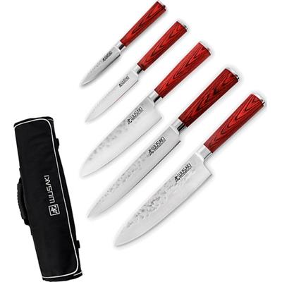 WU8038 - Malette 5 Couteaux Chef, Santoku, Découper, Universel et Office WUSAKI Pakka