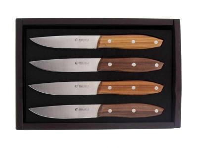 MAS2133PA - Coffret 4 Couteaux à Steak MASERIN Stakni 22cm Bois de Santos