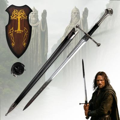 ANDURILLSDA3 - Epée Forgée Anduril LE SEIGNEUR DES ANNEAUX avec Fourreau, Ceinture et Plaque Murale