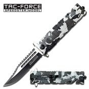 TF710DW - Couteau TAC FORCE Knurled Rescue Linerlock A/O Snow Camo
