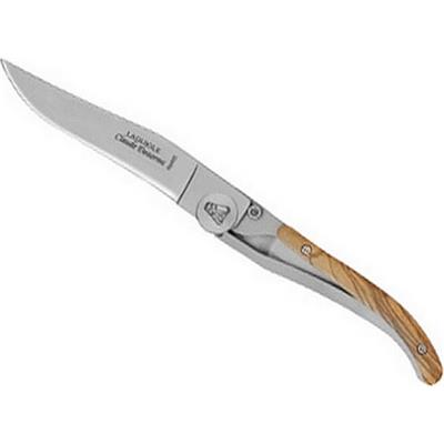 4913O - Couteau CLAUDE DOZORME Laguiole Liner Lock Olivier 11 cm Inox CLAUDE