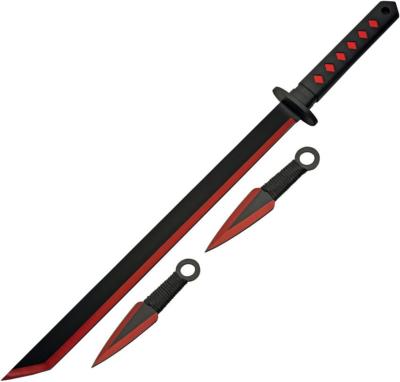 CN926971RD - Set Epée Ninja et Couteaux à Lancer Bloody Red