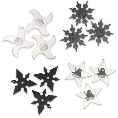 SHURI12 - Lot de 12 étoiles à lancer Shuriken Ninja