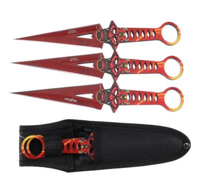 THROWDEVIL2 - Set de 3 Couteaux à Lancer Devil Red/Orange