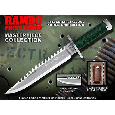 RB9293 - Poignard RAMBO I Sylvester Stallone Signature Licence Officielle