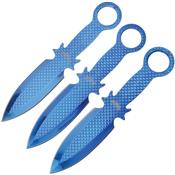 FFC106BL - Jeu de 3 couteaux � lancer FROST CUTLERY Bleu