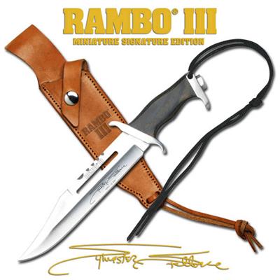 RB9433 - Mini Couteau RAMBO III Sylvester Stallone Signature Licence Officielle