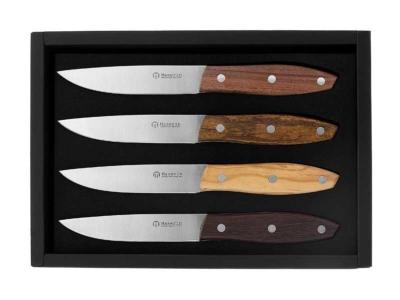 MAS2133SET - Coffret 4 Couteaux à Steak MASERIN Stakni 22cm Bois Assortis