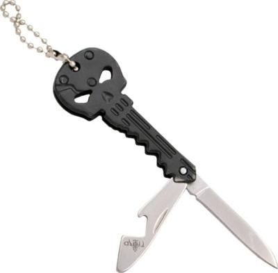 TH.10260N - Couteau Clé THIRD Tête de Mort Inox Noir 6 cm 	
