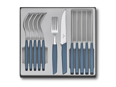 6.9096.12W2.12 - Ménagère 12 Pièces VICTORINOX Swiss Modern Steak Bleuet