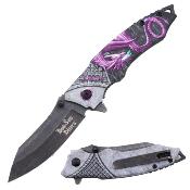 DSA094PE - Couteau DARK SIDE BLADES Pink Dragon Spring Assisted Knife 	