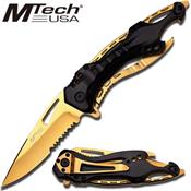 MT705BG - Couteau MTECH USA Black & Gold