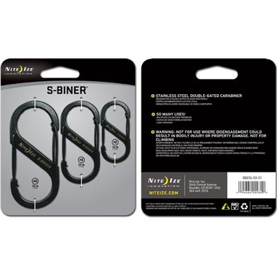 SB2340301 - Lot de 3 Mousquetons S-Biner #2 #3 #4 NITE IZE Black