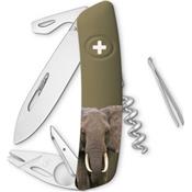 ZTT03ELEPHANT - Couteau SWIZA Wildlife Elephant Olive