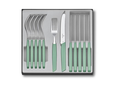 6.9096.11W41.12 - Ménagère 12 Pièces VICTORINOX Swiss Modern Table Vert Pastel