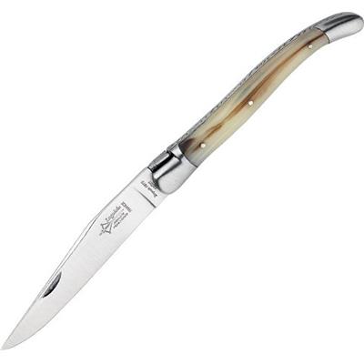 GD61912 - Couteau Laguiole G DAVID Façon Corne Blonde Mitres Inox Mat 12 cm