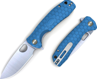 HO040 - Couteau HONEY BADGER Large Blue Drop Point Flipper