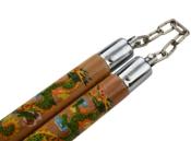 NS18 - Nunchaku Manche Hêtre Dragon Multicolore