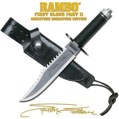 RB9432 - Mini Couteau RAMBO II Sylvester Stallone Signature Licence Officielle