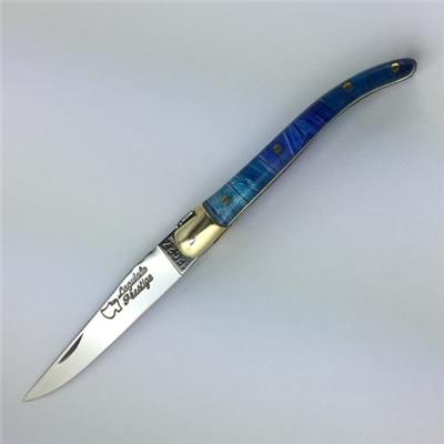 109112PB - Couteau Laguiole AU SABOT Plumes Bleues