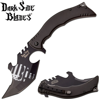 DSA087GY - Couteau DARK SIDE BLADES White Skull