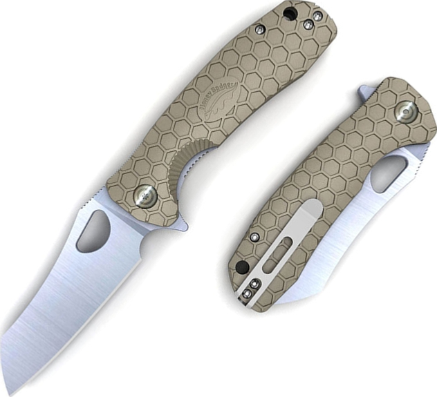 HO015 - Couteau HONEY BADGER Medium Tan Wharncleaver Flipper