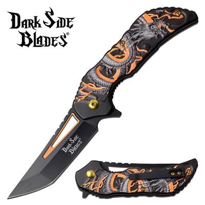 DSA078GD - Couteau DARK SIDE BLADES Dragon Linerlock A/O Orange