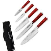 WU8038 - Malette 5 Couteaux Chef, Santoku, Dcouper, Universel et Office WUSAKI Pakka