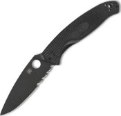 C142PSBBK - Couteau SPYDERCO Resilience Lightweight Tout Noir Semi Dentée