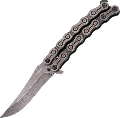 TH.K2819 - Couteau Papillon THIRD Inox Délavé Chaine 13,5 cm