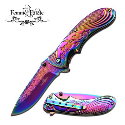 FFA008RB - Couteau FEMME FATALE Rainbow Rose