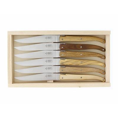38991 - Coffret de 6 couteaux Laguiole Table G DAVID Bois Assortis 23 cm