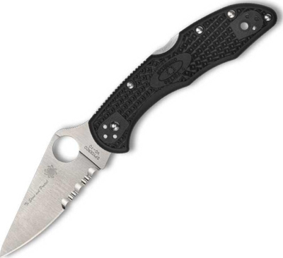 C11FPSBKBL - Couteau SPYDERCO Delica 4 Lightweight Thin Blue Line Noir