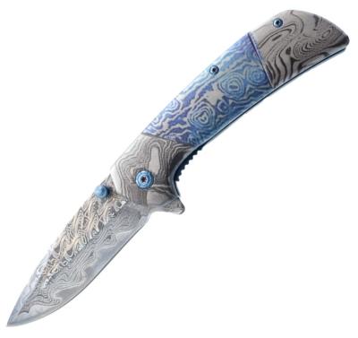 CDELA01 - Couteau Damascus Etched Linerlock A/O