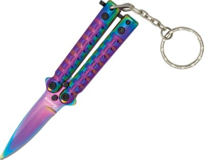 CP02241 - Couteau Papillon Porte-Clé Rainbow