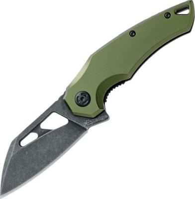 FE.026AOD - Couteau FOX EDGE Atrax Aluminium Vert Blackwash