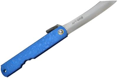 HIGOWBL - Couteau HIGONOKAMI "Gouttes" Bleu 10 cm