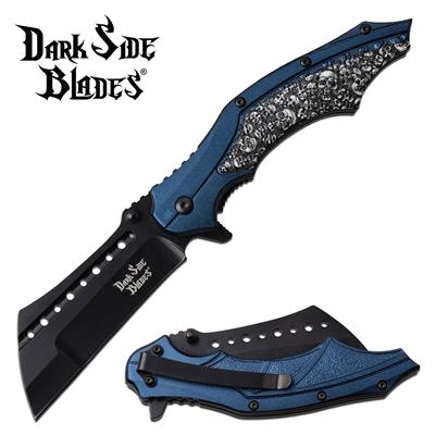 DSA079BL - Couteau DARK SIDE BLADES Skull Linerlock A/O Blue