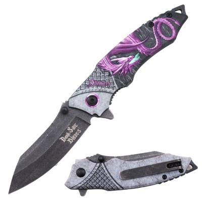 DSA094PE - Couteau DARK SIDE BLADES Pink Dragon Spring Assisted Knife 	