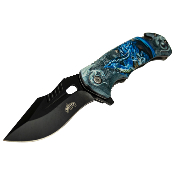 MUA116N - Couteau MASTER USA Linerlock A/O Dragon Bleu