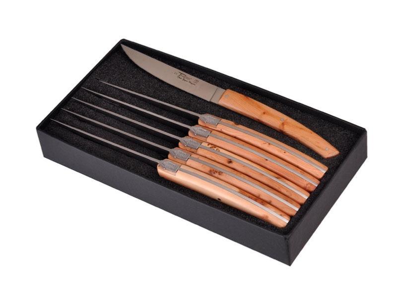 Coffret de 6 couteaux Thiers de table en genèvrier