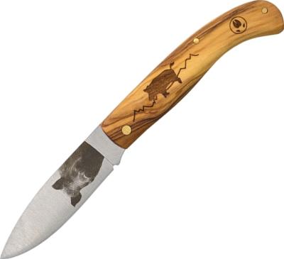 AP78SAN - Couteau de Poche Bois d'Olivier Personnalisation Sanglier
