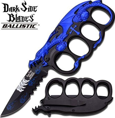 DSA010BL - Couteau Poing Américain DARK SIDE BLADES Blue Dragon