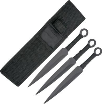TH.10464 - Jeu de 3 Couteaux à Lancer THIRD 13,5 cm Inox Noir avec Etui