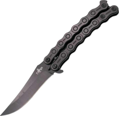 TH.K2819BK - Couteau Papillon THIRD Inox Noir Chaine 13,5 cm