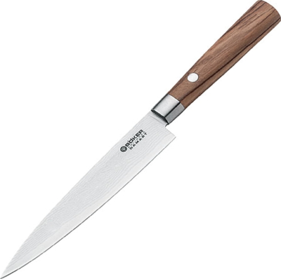 130434DAM - Couteau Utility BOKER CUISINE Damas Slicing Bois d'Olivier