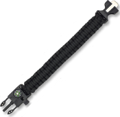 33878NE - Bracelet de Survie Paracorde Noir BARBARIC Sifflet/Silex/Boussole