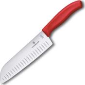6.8521.17C1B - Couteau Santoku VICTORINOX SwissClassic 17cm Alvéolé Rouge