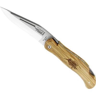 GD704B - Couteau Laguiole Chasse G.DAVID Plein Manche Olivier 12 cm Bécasse